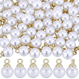 100подвески из искусственного жемчуга из абс-пластика, с латунной фурнитурой , круглые