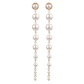 Shell Pearl Tassel Stud Earrings for Women, Golden