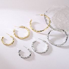 Geometric Retro Earrings for Women in Copper Plated Gold Metal Fashion Jewelry