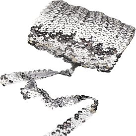 Plastic Paillette Elastic Beads, Sequins Beads, Ornament Accessories, 3 Rows Paillette Roll, Flat Round