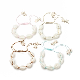 Bracelet de perles tressées en coquillage acrylique avec étoile de mer synthétique turquoise (teinte), bracelet d'été ajustable pour femme