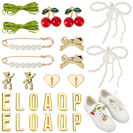 Наборы для самостоятельного украшения обуви, включая подвеску из сплава и брошь в виде английской булавки., пластиковые искусственные жемчужины, подвески для обуви и полиэстеровая лента