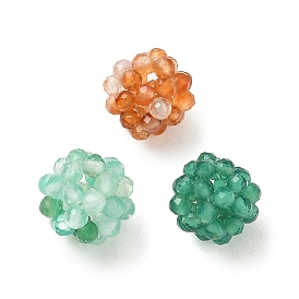 Natural Agate(Dyed & Heated) Woven Beads, Cluster Beads, Faceted, Round