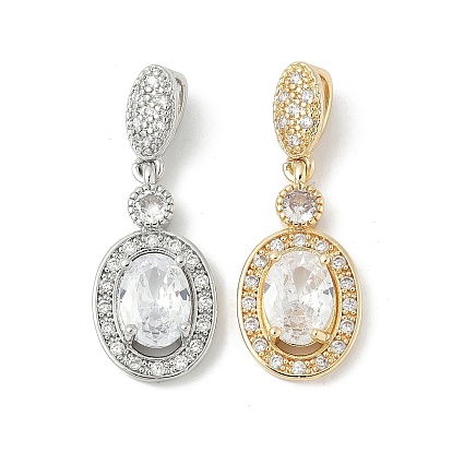 Овальные латунные микро проложить Цирконом подвески