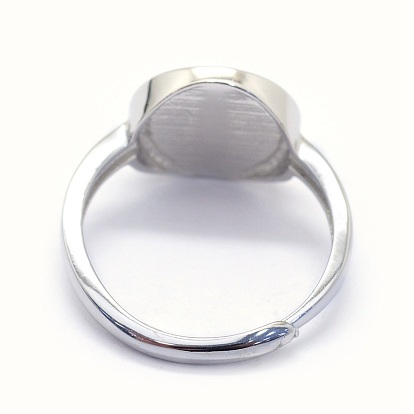 925 Sterling Silver Finger Ring Components, Flat Round, Size 7