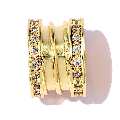 Латунные прозрачные фианиты европейские бусины, колонка с большим отверстием бусина, ионное покрытие (ip), зеркальная полировка