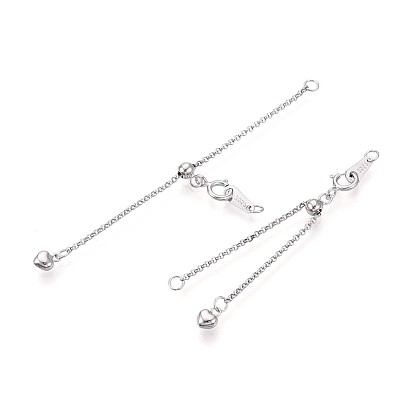 925 удлинители цепи из стерлингового серебра, сердце, с застежками в виде когтей лобстера и подвесками
