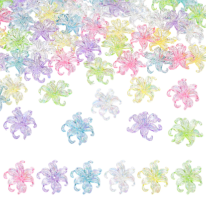 60шт 6 цвета смоляные колпачки для бусин, цветок ириса