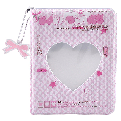 Мини-фотоальбомы из пластика с окошком в форме сердца, альбомы для сбора фотокарточек, вмещает до 36карт, прямоугольные