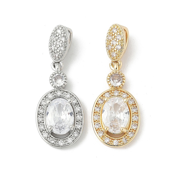 Овальные латунные микро проложить Цирконом подвески