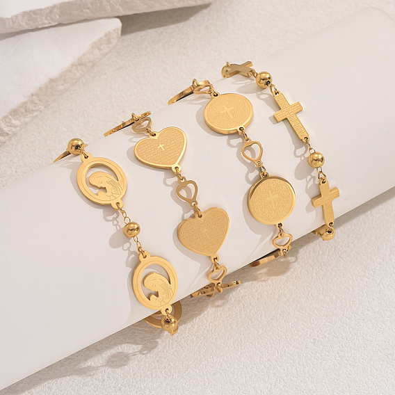 Религия 201 браслеты из нержавеющей стали для женщин, золотые