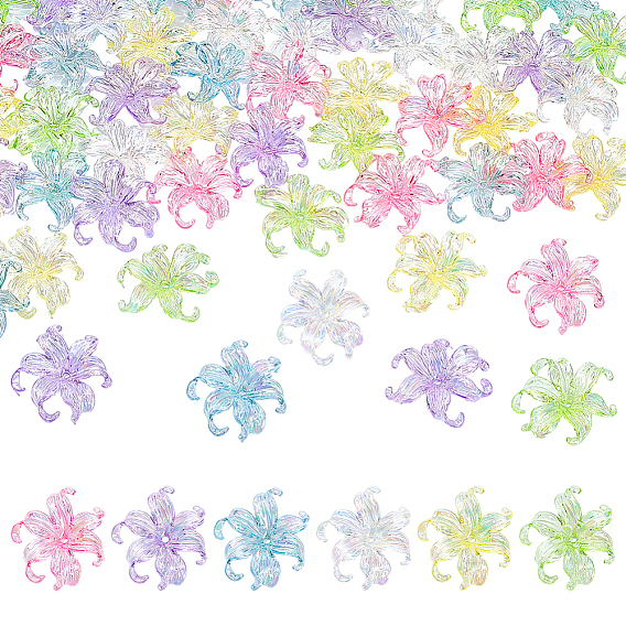 60шт 6 цвета смоляные колпачки для бусин, цветок ириса