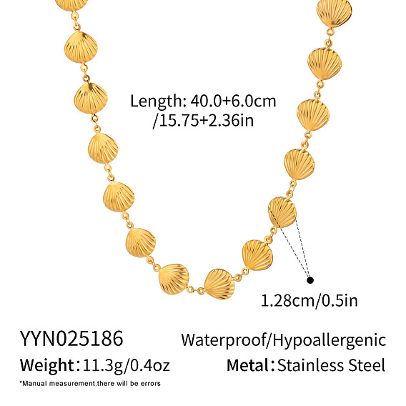 Ожерелья из ракушек из нержавеющей стали для женщин, реальный 18 k позолоченный