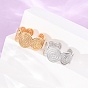 304 Stainless Steel Cuff Open Rings, Flat Round with Spiral Pattern