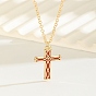 Collares de cadena con colgante de cruz religiosa con nudo vikingo de aleación esmaltada para mujer, dorado