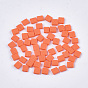 2-Hole Opaque Glass Seed Beads, Frosted, Rectangle
