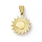 Vacuum Plating 304 Stainless Steel Resin Pendants, Golden, Sun Charms with Evil Eye
