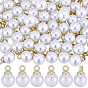 100Pcs ABS Plastic Imitation Pearl Pendants, with Brass Findings, Round