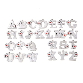 304 комплекты подвесок из нержавеющей стали со стразами, подвески в виде цветов и букв a~z