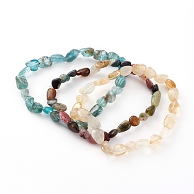 Natural Gemstone Beads Stretch Bracelets, Nuggets