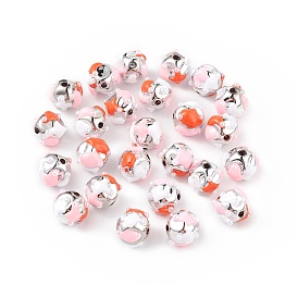 Platinum Plated Acrylic Enamel Beads, with ABS Imitation Pearl Beads, Nuggets
