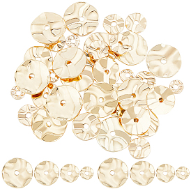 56шт 4 стиль латунные бусины, , плоско-круглые