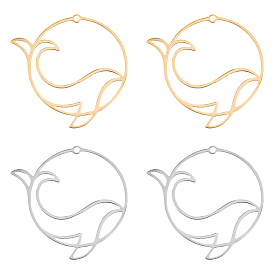 8 шт. 2 цвета 201 подвески из нержавеющей стали, полый, кольцо с дельфином