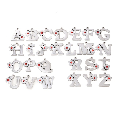 304 комплекты подвесок из нержавеющей стали со стразами, подвески в виде цветов и букв a~z