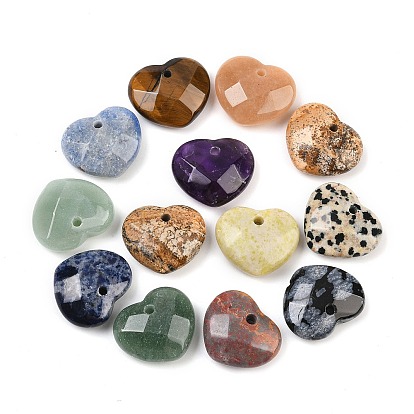 Природные каменные смешанные подвески, ограненные сердце прелести