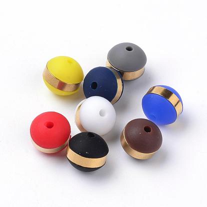Perles de silicone, avec 201 accessoires en acier inoxydable, ronde, or