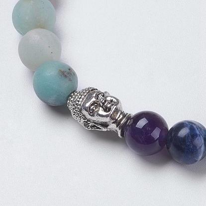 Чакра ювелирные изделия, браслет из натурального драгоценного камня buddha, матовые, со сплавочной фурнитурой, Голова Будды
