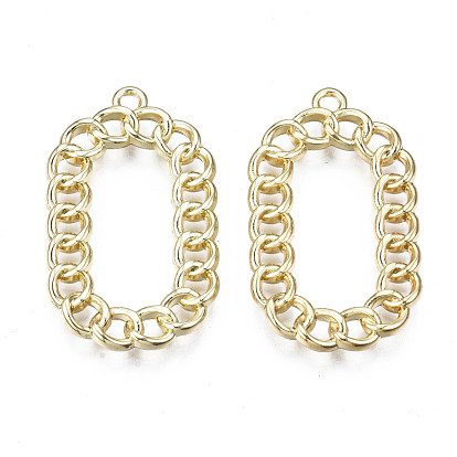 Crémaillère pendentifs en alliage placage, sans cadmium et sans plomb, style de chaîne, ovale