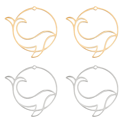 8 шт. 2 цвета 201 подвески из нержавеющей стали, полый, кольцо с дельфином