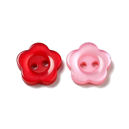 Resin Buttons, Dyed, Flower, Hole: 1mm