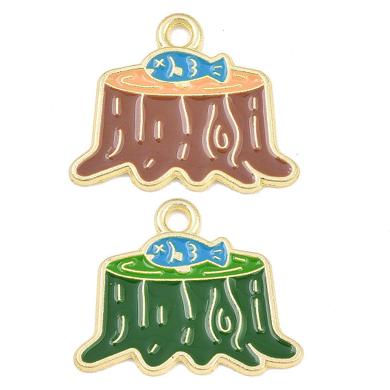Pendentifs en émail , breloques souche et poisson, or