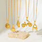 201 Stainless Steel & Imitation Pearl Pendant Necklaces, Golden