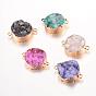 Plated  Natural Druzy Agate Links, with Light Gold Plated Brass Findings