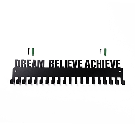 Iron Medal Holder Frame, Medals Display Hanger Rack, Rectangle with Word Dream Believe Achieve Never Give Up
