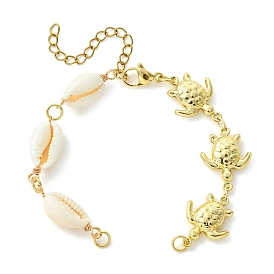 Летний пляж натуральный каури и цепочка из нержавеющей стали в виде черепахи для изготовления браслета, цвет морской раковины