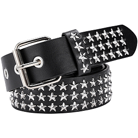Gürtel aus PU-Leder mit Platinnieten und Kette für Jeans, mit Eisenklammern