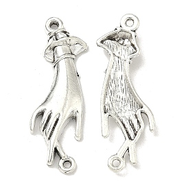 Liens / connecteurs en alliage de zinc de style tibétain, sans plomb et sans cadmium, palm, pour je t'aime, 45x14.3x5mm, Trou: 2~2.5mm, environ131 pcs / 500 g