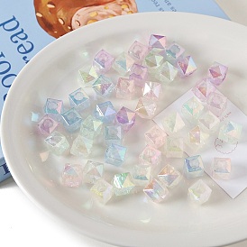 Opaque Acrylic Beads, Faceted, Square