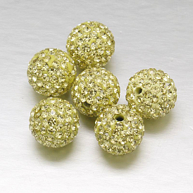 Mideast Rhinestone Polymer Clay Beads, Pave Disco Ball Beads, Round, PP14(2~2.1mm), 12mm, hole: 2mm