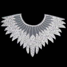 Отделка воротника из полиэстерового глиттера с компьютерной вышивкой, край аппликации для шитья одежды, накладной воротник из цветочного кружева своими руками