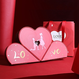 Plastic Jewelry Set Boxes, Heart with Word Love