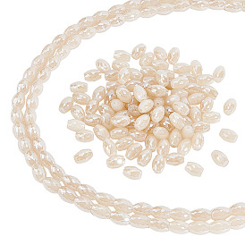 2 Strands Electroplate Glass Beads Strands, Rainbow Plated, Faceted, Oval