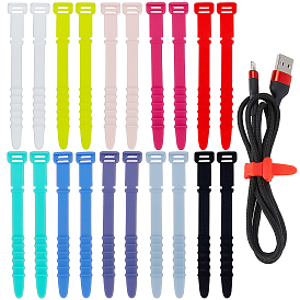 Gorgecraft 20Pcs 10 Colors Silicone Cable Zip Ties, Cord Organizer Strap, for Wire Management