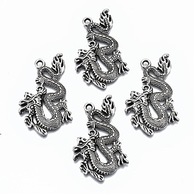 Tibetischen Stil Legierung große Anhänger, chinesische Drachenform, cadmiumfrei und bleifrei