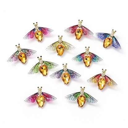 Булавка на лацкан пчелы из блестящей смолы с оранжевым стеклом, настоящий значок 18k из позолоченной латуни для рюкзака, без кадмия и без свинца