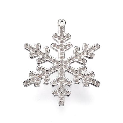 304 Stainless Steel Pendant Rhinestone Settings, Snowflake